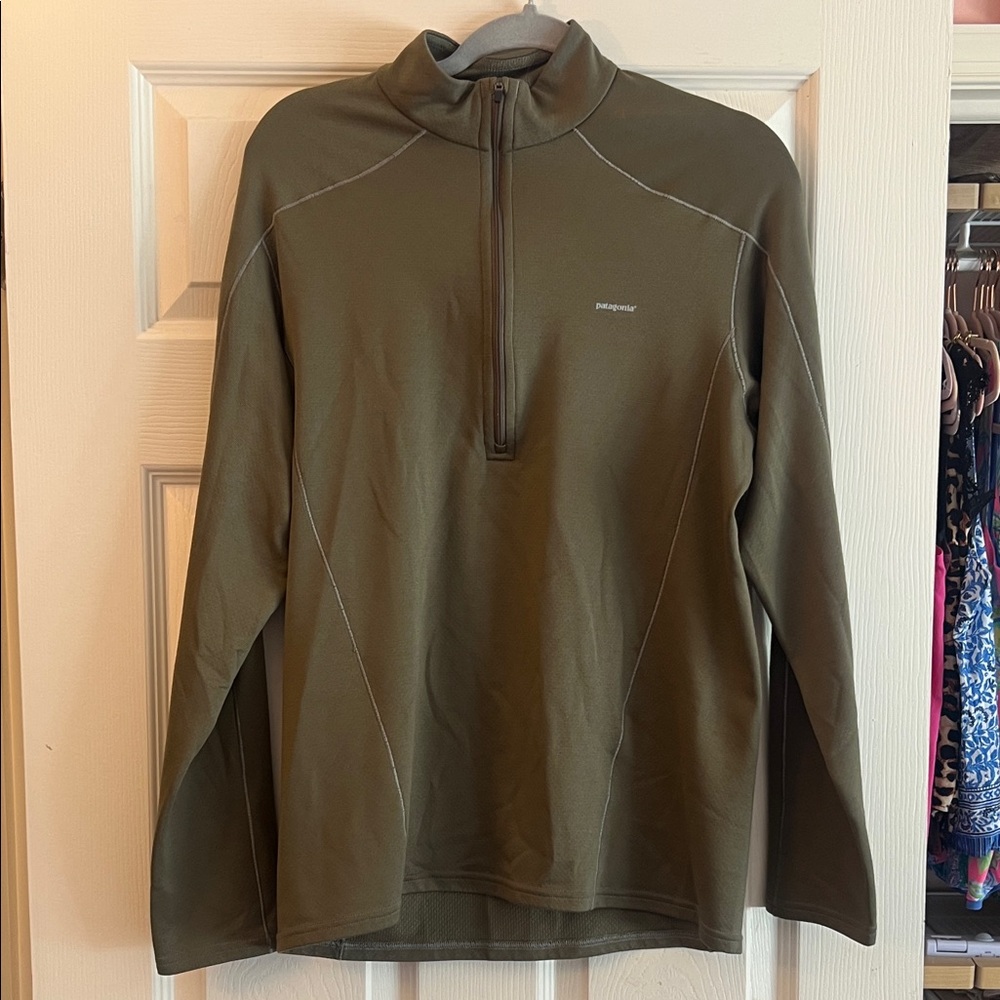 Patagonia Olive Green Quarter-Zip Performance Top